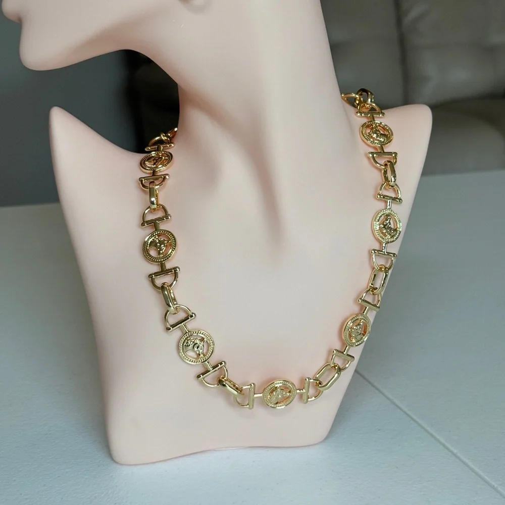 Gold Medallion Link Necklace - Women Jewelry